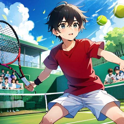 テニスをする男の子
